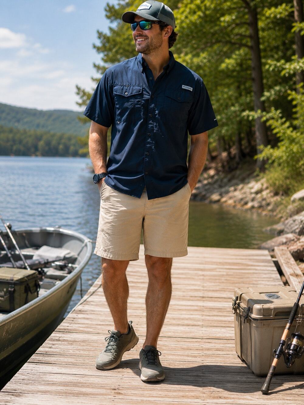 Columbia Washed Out Cotton Chino Shorts Men’s 38 Khaki 10” Hiking Fishing